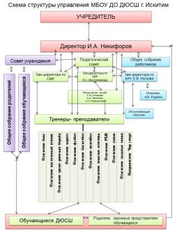 Схема структуры управления МБОУ ДО ДЮСШ г. Искитима Новосибирской области